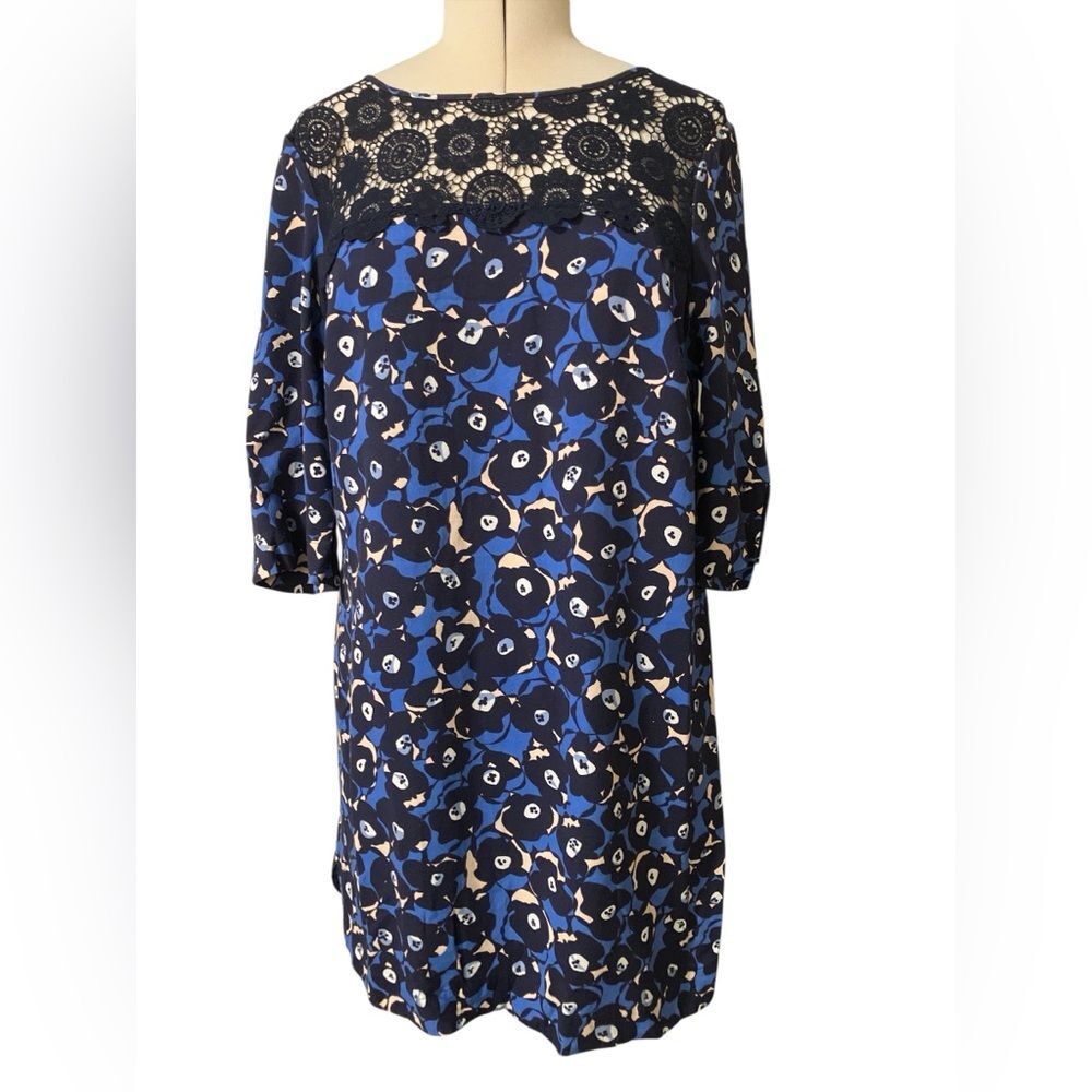Boden Jessa Lace Dress Size 14 Tunic Lace Blue Floral Sping Ponte Boho